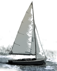 a small yacht with sails